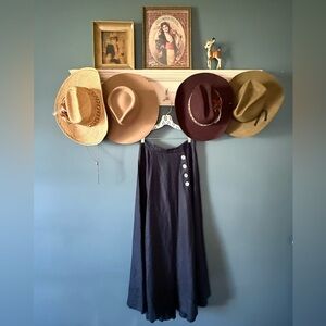 The J. Peterman Company Vintage Black Linen Skirt Sz 8